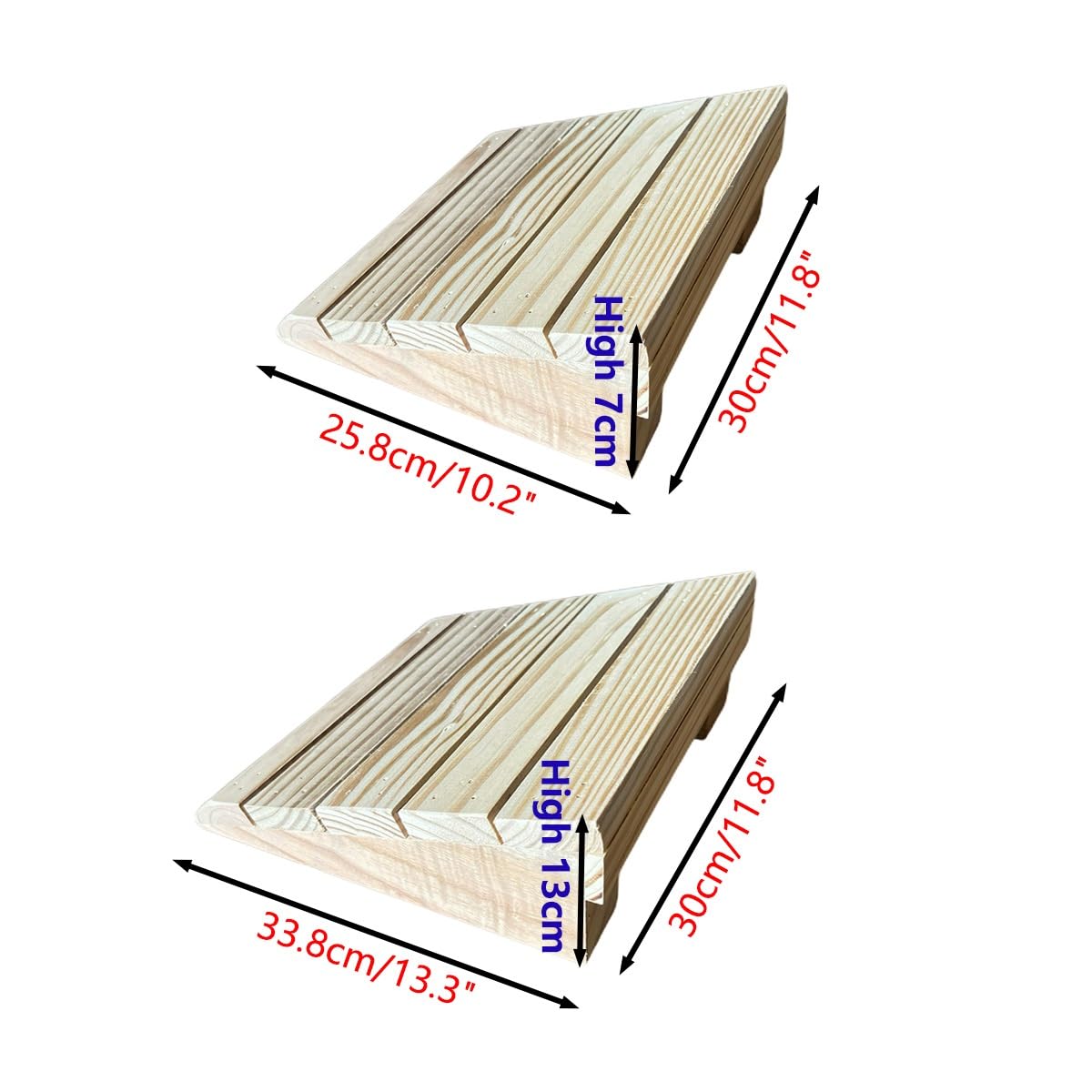 Genérico Rampa de Bordillo Antideslizante para Entrada/escalones, Rampa de Umbral de Madera 7-15cm Alto Rampa de Acceso para Sillas de Ruedas, Carrito, Andador, Scooter, Coche(LxWxH: 30x25.8x7cm)