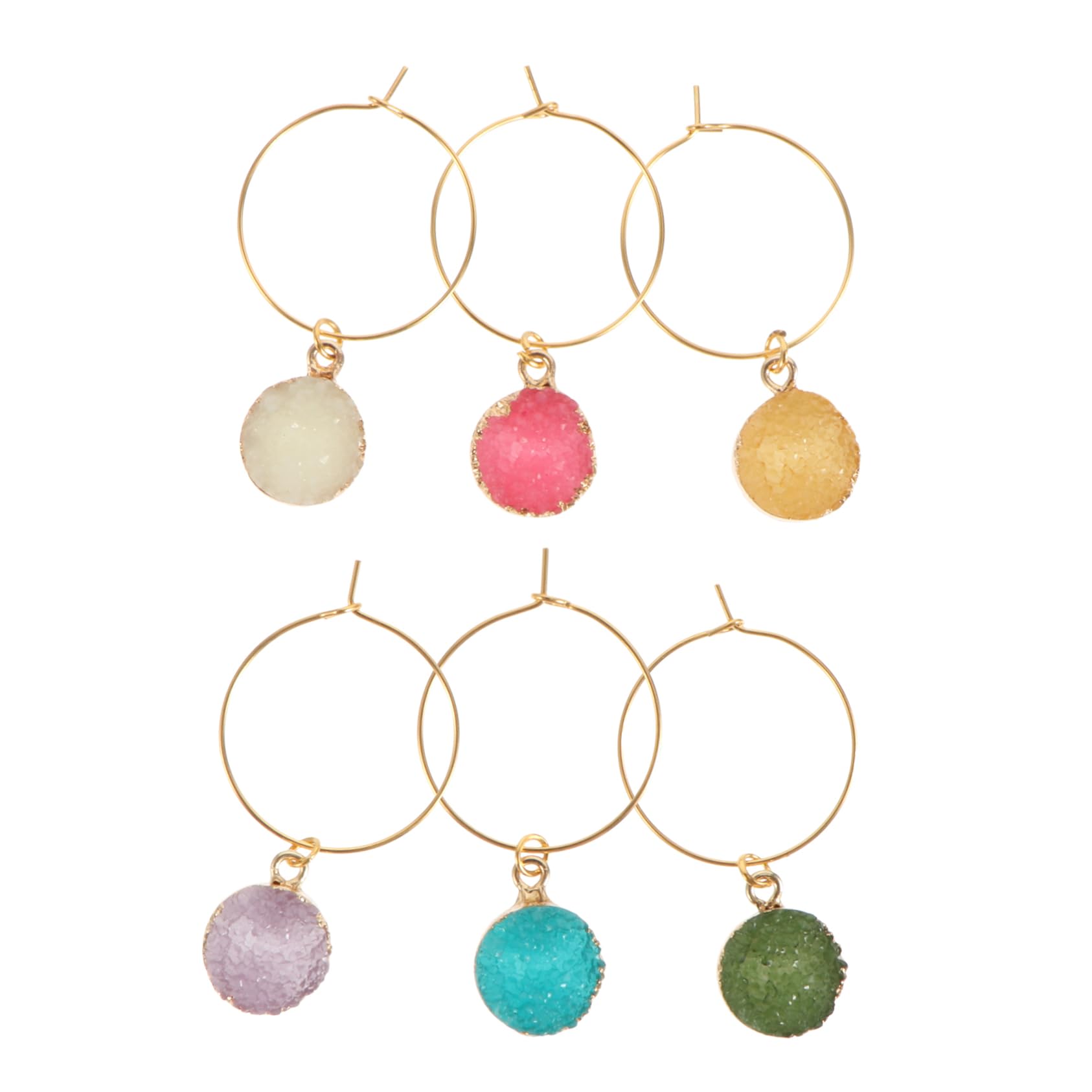 Cabilock 6Pcs Wine Glass Charms Tags Drink Markers for Stem Glasses Unique Decorations for Parties Easy to Clean and Use Wine Glass Identifiers