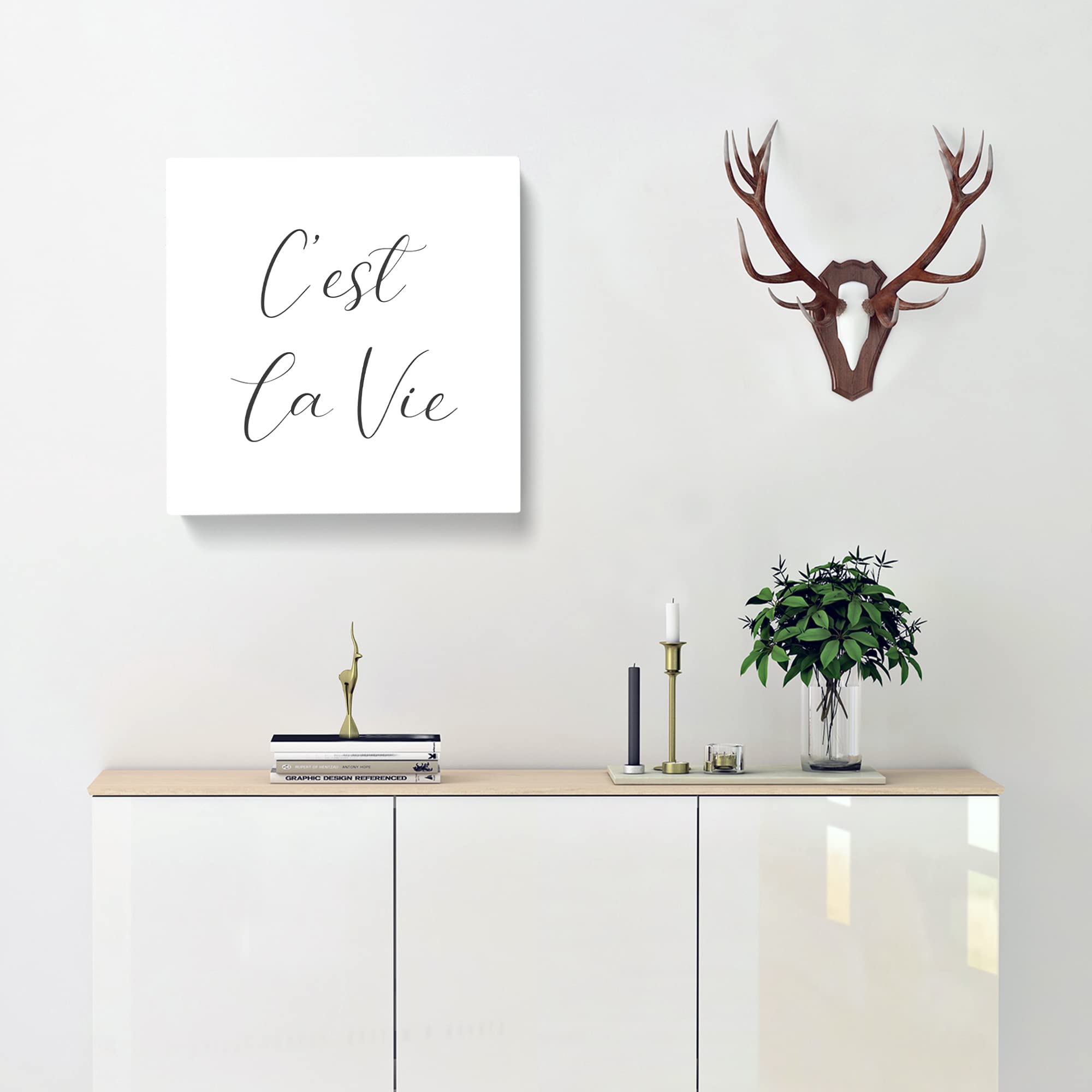 C'est La Vie Modern Typography Quote Canvas Print, Mixed, 35L x 35W cm - Image 2