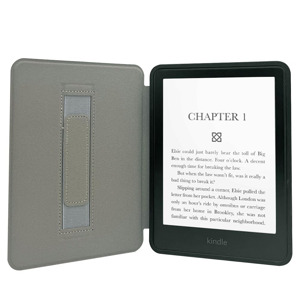 Schutzhülle für Kindle Paperwhite (17,8 cm (7 Zoll), 12. Generation, 2024 Release), mit Handschlaufe, leichtes PU-Leder und weiche TPU-Rückseite, mit automatischer Wake-/Sleep-Funktion, Schwarz