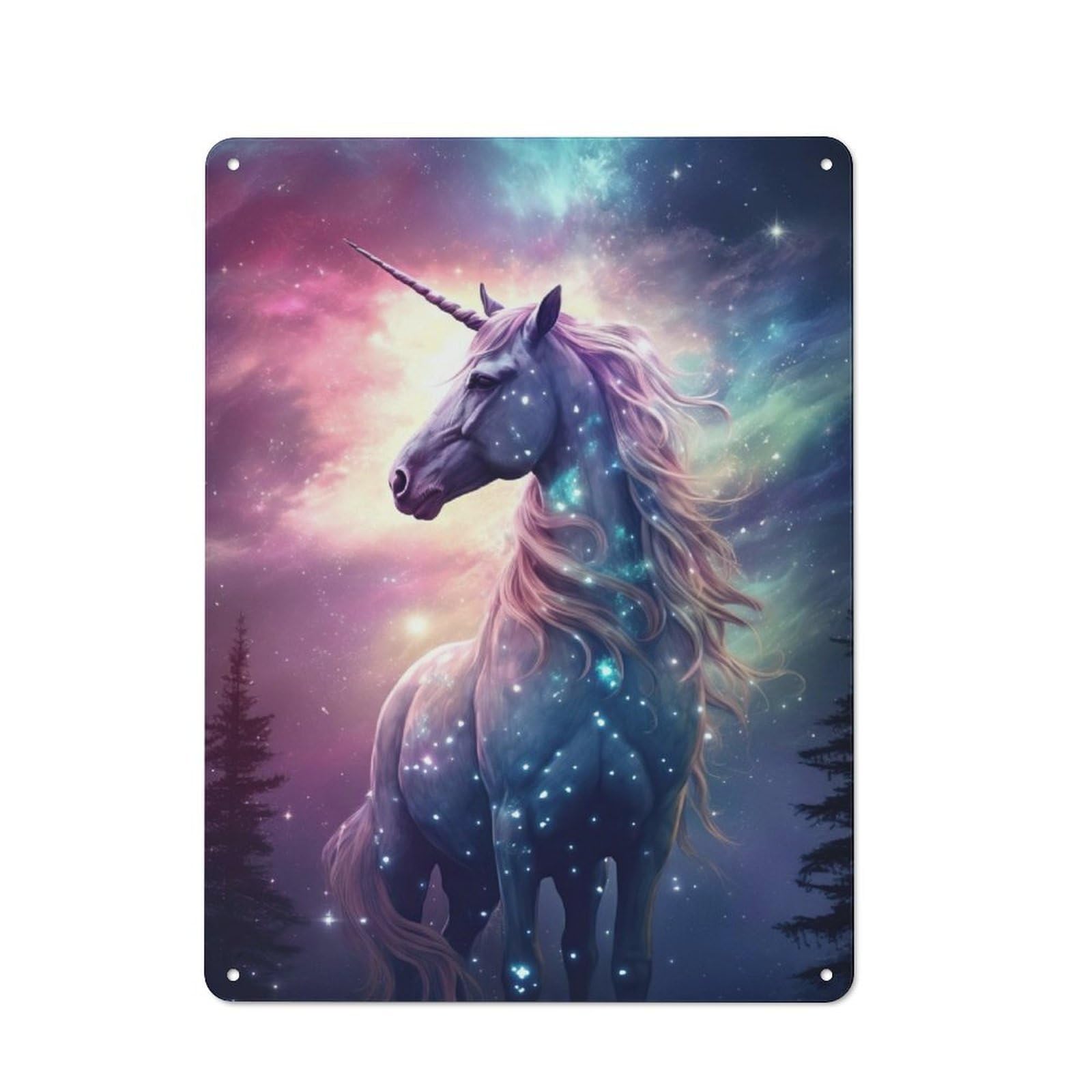 Junmoney Unicorn Galaxy Rustic Metal Plaque 40X30cm For Guest Room Or Hallway, For Home Interiors, Feature Walls And Decorative Displays