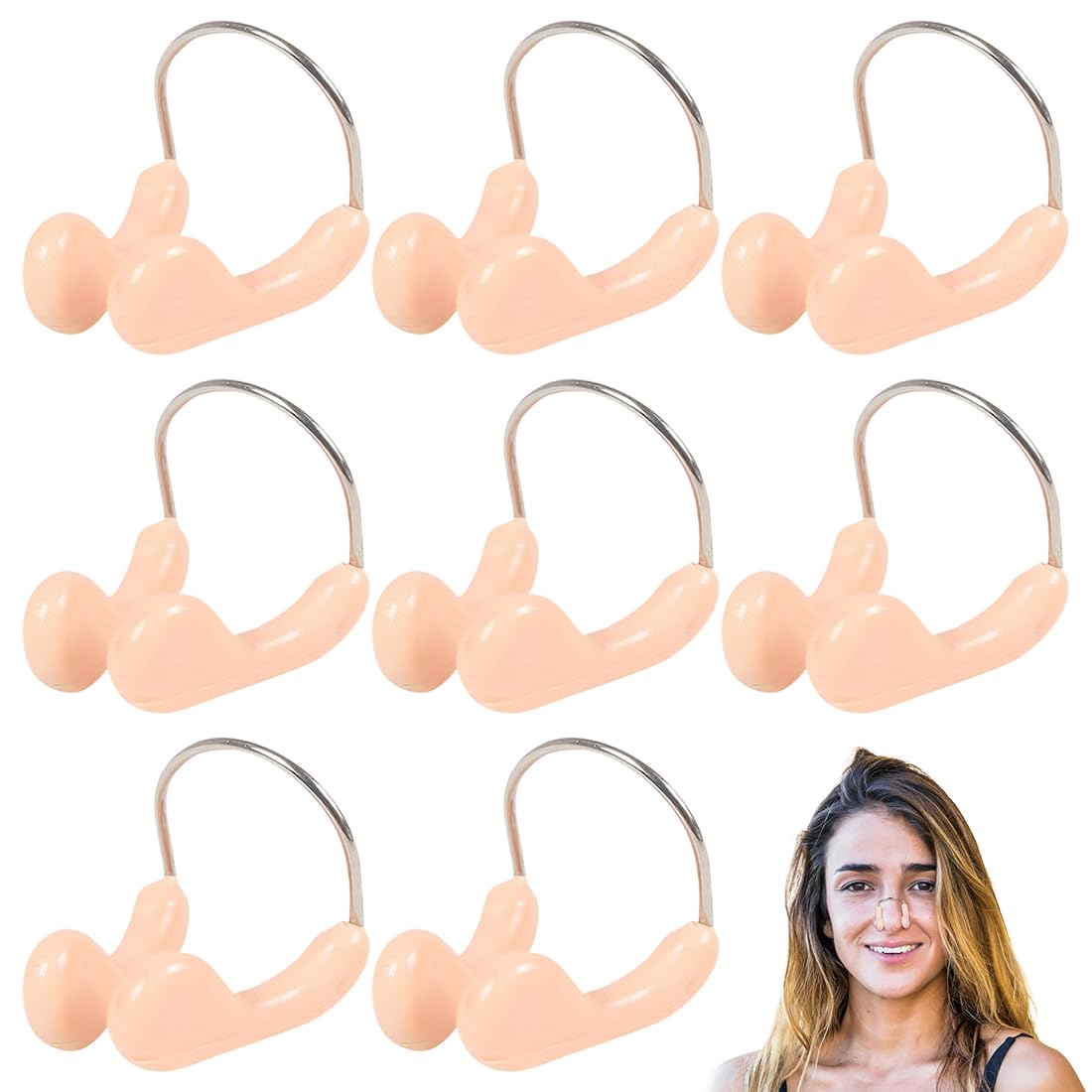 Tapones de Nariz de Natación de Silicona Impermeables, 8 Piezas Clip de Nariz para Nadadores
