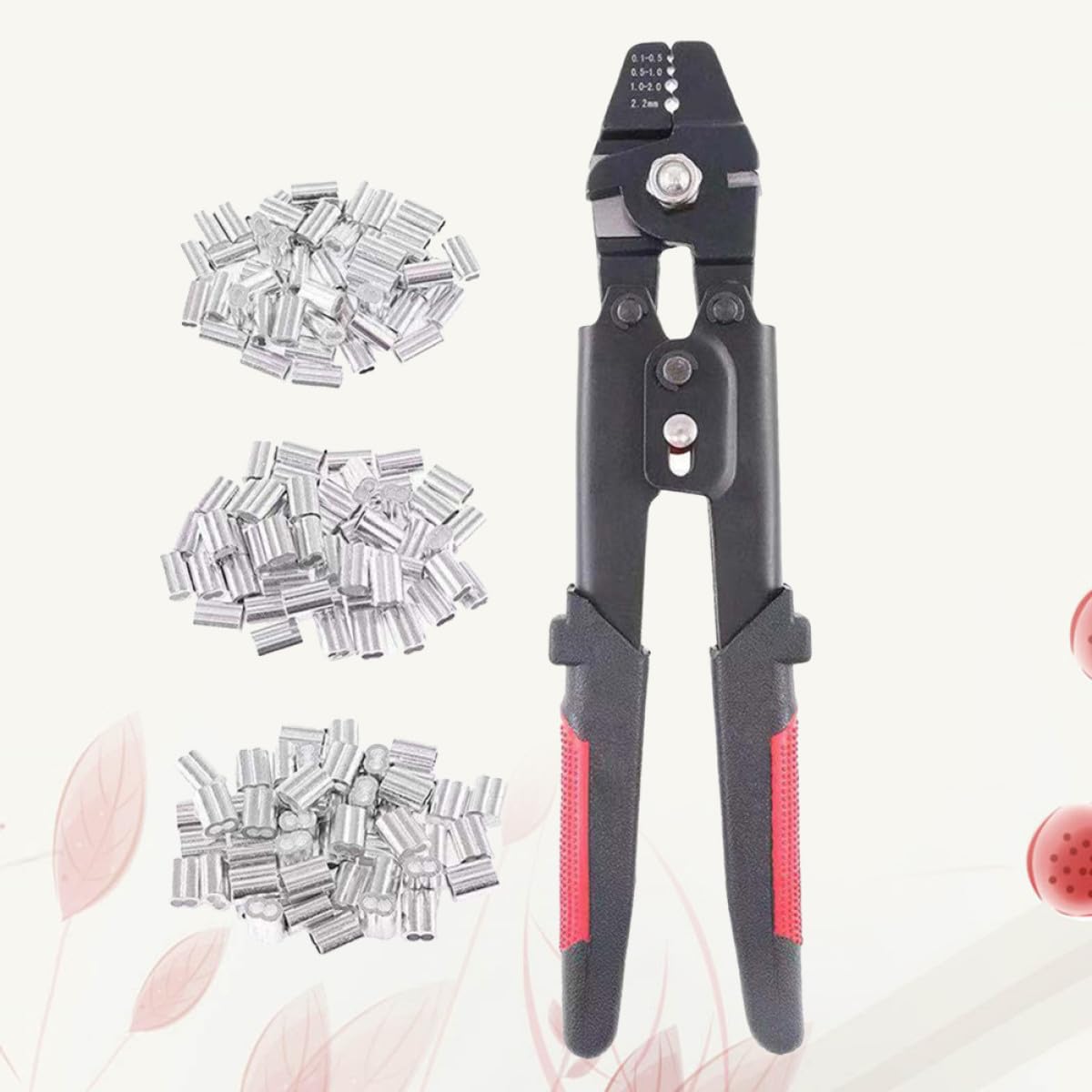 Pinza Crimpatrice per Fune con Manicotto in Alluminio 180 Pezzi | 4 Posizioni di Crimpatura, Acciaio al Carbonio e Pvc, Modelli M1.2 M1.5 M2