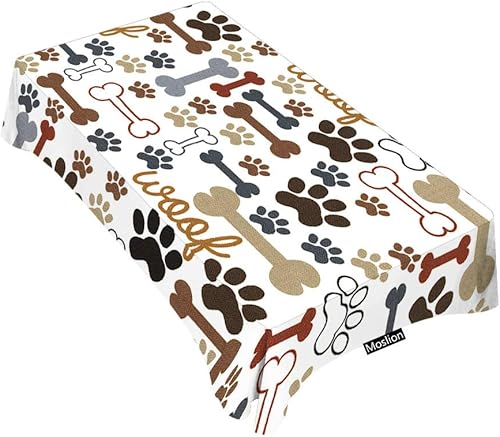 Mantel rectangular decorativo con estampado de patas de perro y perro, para comedor, barbacoa, picnic, mesa auxiliar, 60 x 84 pulgadas