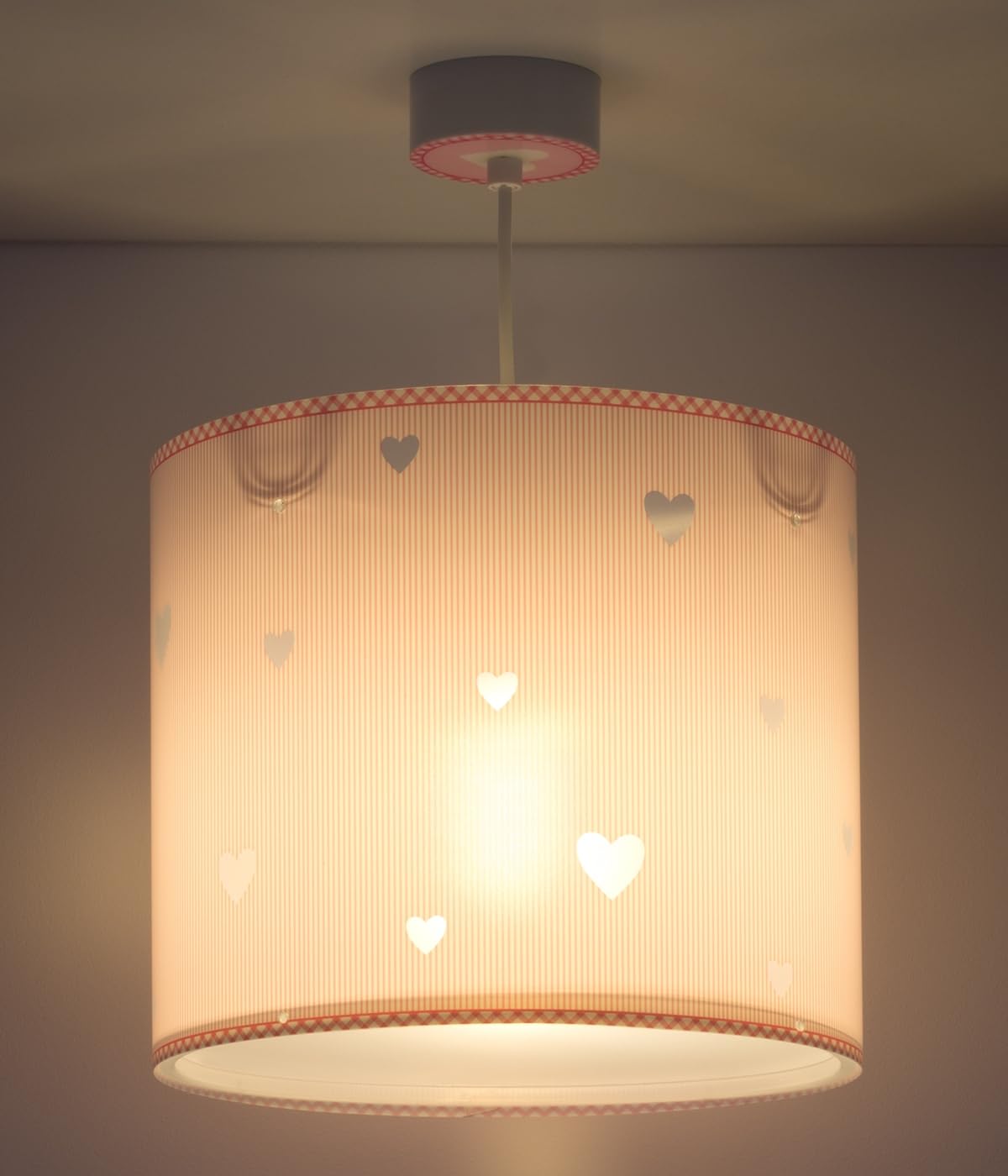 Dalber Lámpara Techo Colgante Infantil Corazones Rosa 62012MS E27 | Incluye difusor de luz inferior extraible; Habitación niña; lámpara infantil