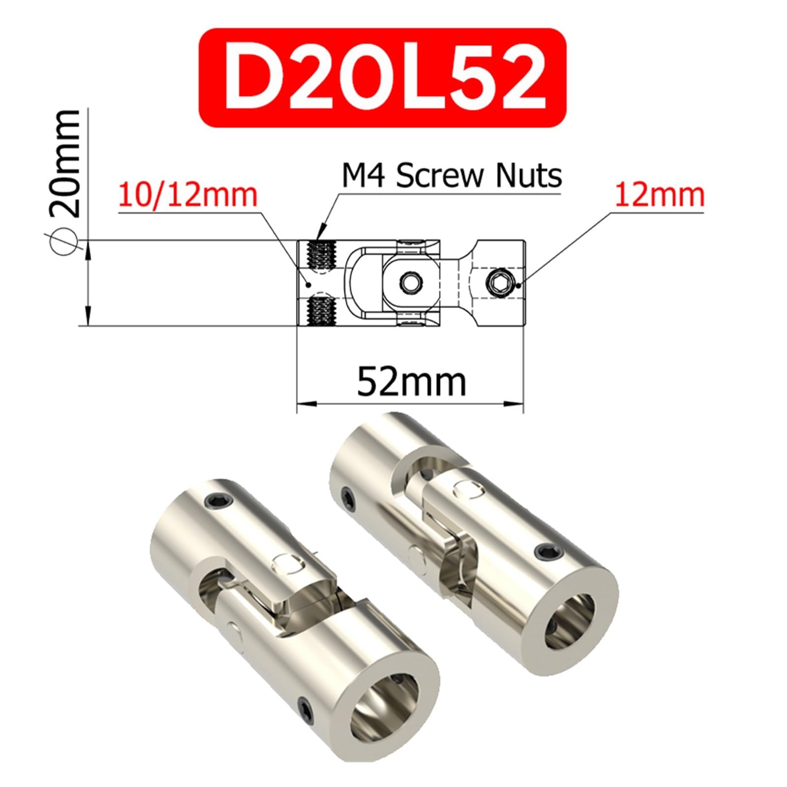 Amazon.com: Metal Cardan - Acoplamiento universal para cardán,  2/2.3/3/3.17/4/5/6/8/10/0.472 in, conector de motor de acoplador de eje de  coche de barco (tamaño : D11L23-0.236 in-0.236 in) : Industrial y Científico