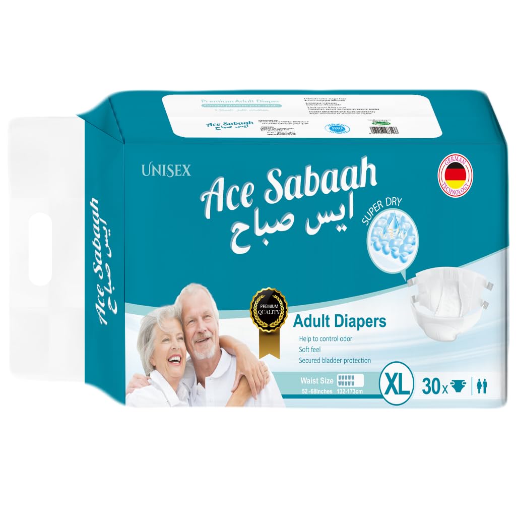 Ace Sabaah Adult Diaper, Size Extra Large, Waist 132-173 cm, Pack of 30