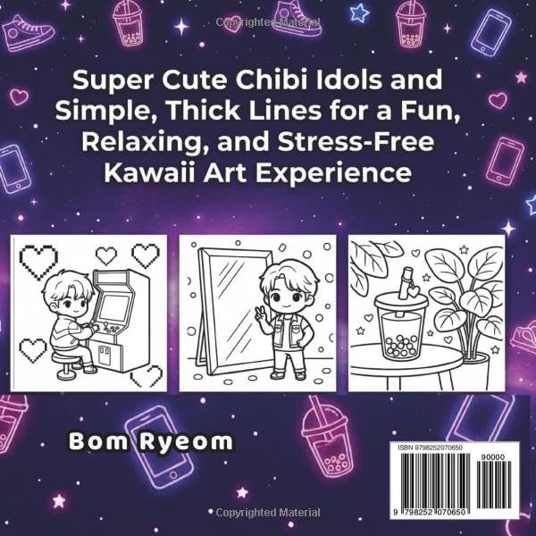 K-Pop Fan Bold & Easy Coloring Book: Super Cute Chibi Idols and Simple, Thick Lines for a Fun, Relaxing, and Stress-Free Kawaii Art Experience image 3