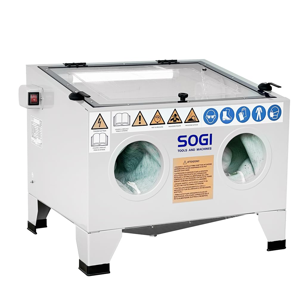 SOGI S-56 Arenadora de banco con abrasivo corindón GRA-36 o GRA-80 o microesferas de vidrio (S-56 + Corindón GRA-80)