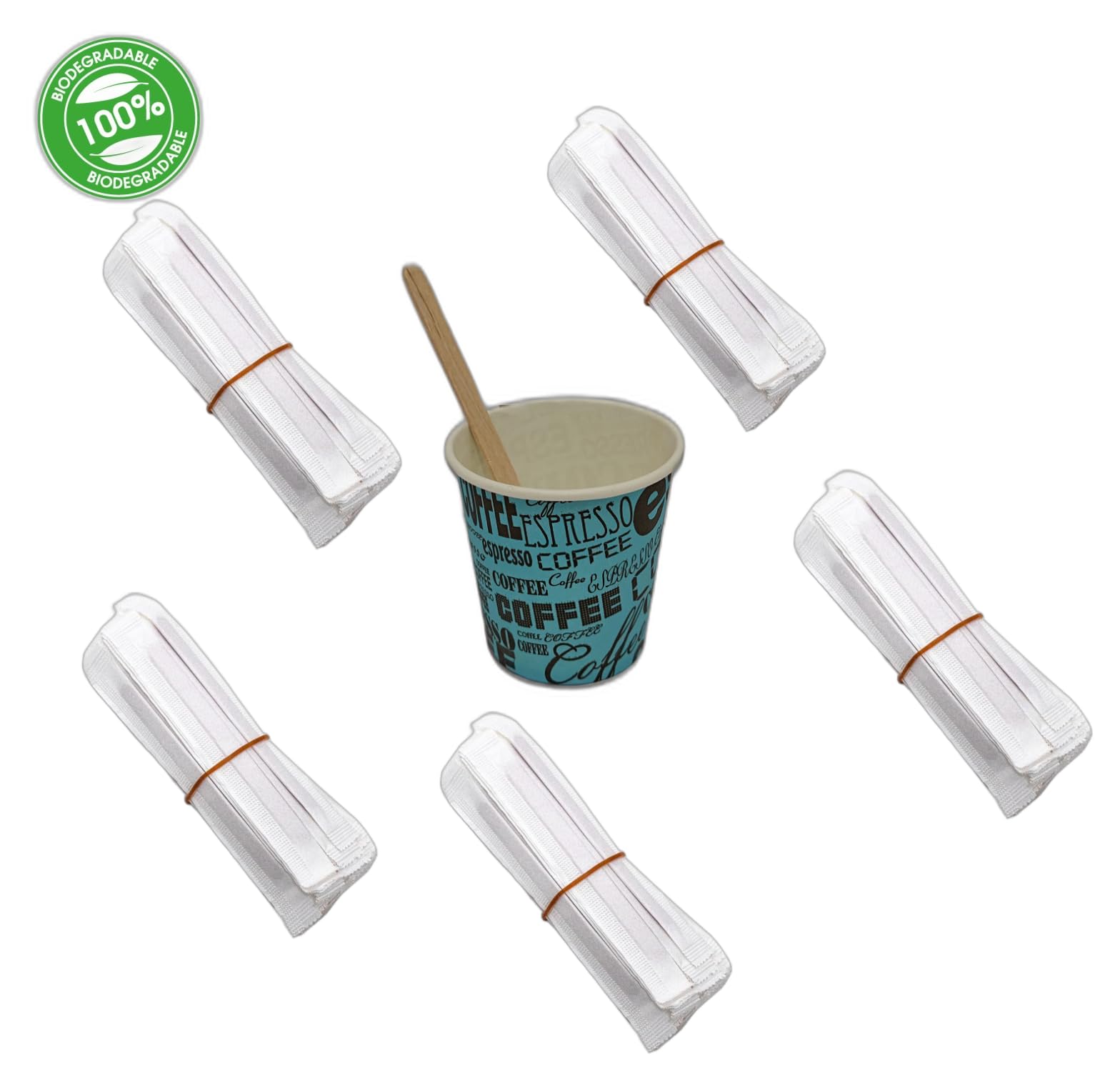 Palette Caffè Monouso Biodegradabili in Legno 350 Pezzi