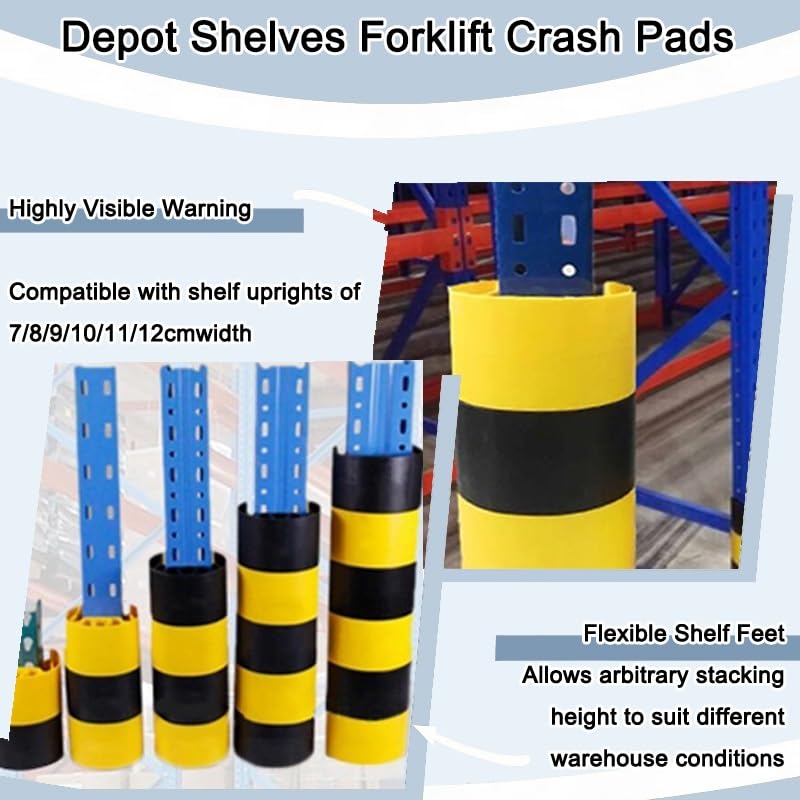 XPLKQXE Protector Columnas Industriales, Protectores Postes Para Estanterías Paletización, Protectores Contra Impactos Para Carretillas Elevadoras(Yellow-10-12cm,30cm/1pcs)