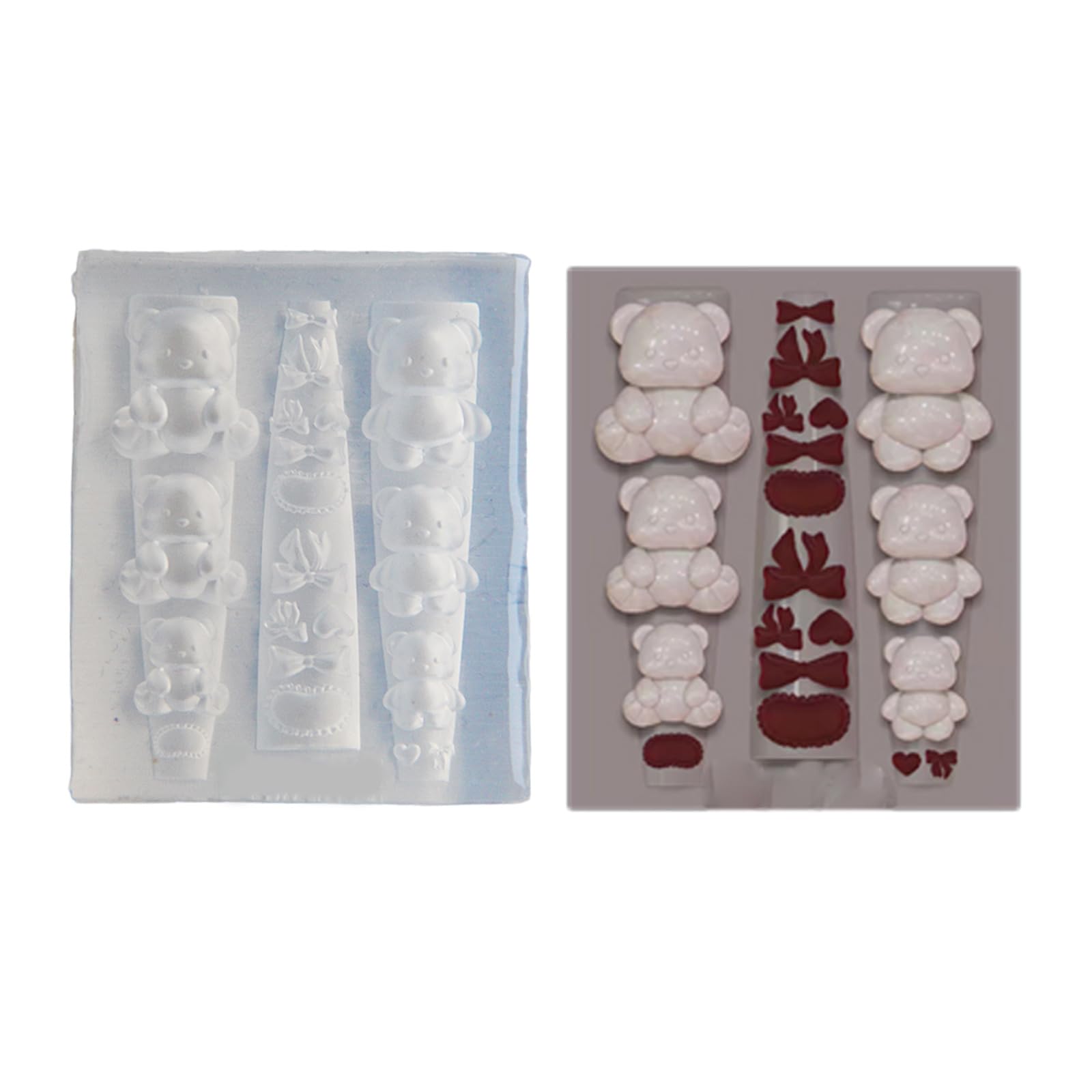 Micfeny As Shown In Pictures Versatile Silicone Nails Mould For Lovely Bear Designs Sturdy And Flexible Accessory For All Nails Shapes And Lengths