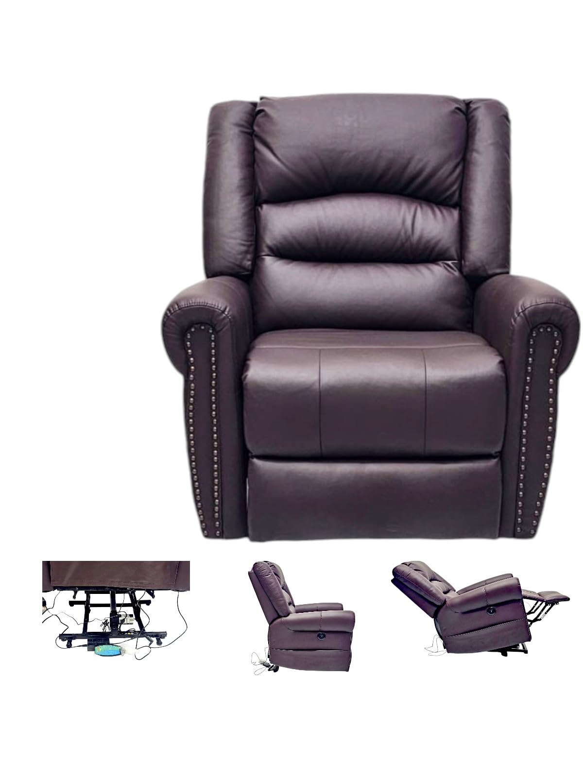 Multi Home Furniture Brown Coffee Electric Recliner Chair for Living Room – Lazy Sofa Chair with Massager & Multiple Modes, Footrest, Lumbar Support, PU Leather Sofa Fabric Recliner Sofa Single Sofa