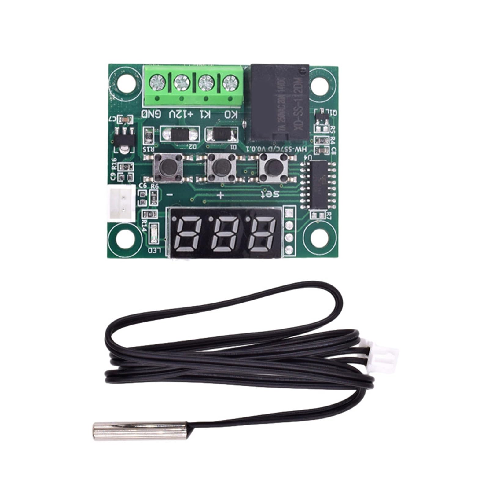W1209 DC12V Temperature Controller Digital Display Thermostat with Double Switching and High Current Relays Output Automatic Power Memory Thermostat