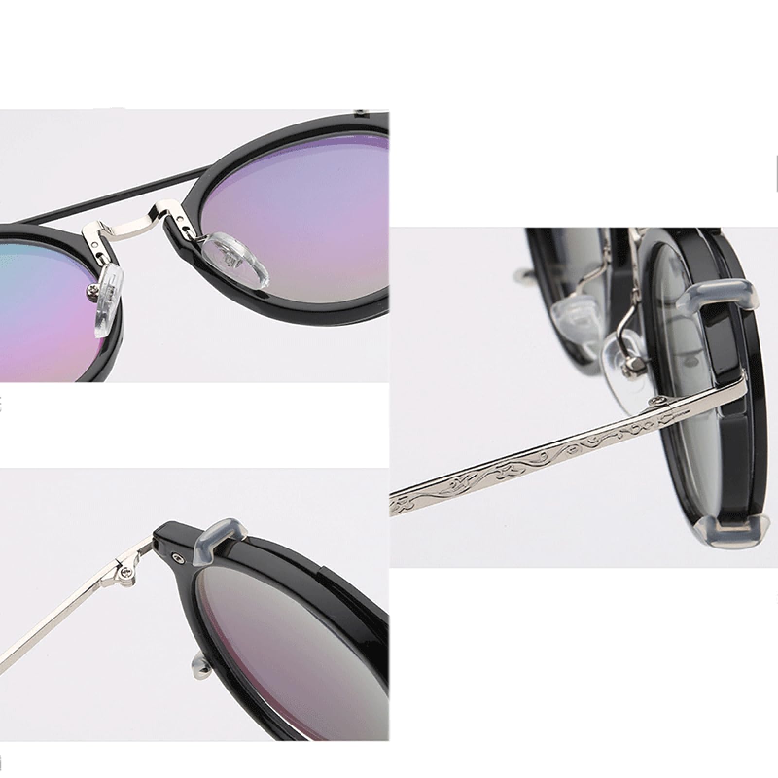 Gafas de sol con protección UV400 | Lentes redondas Steampunk de doble capa extraíbles | Para mujeres, hombres, deportes al aire libre y conducción