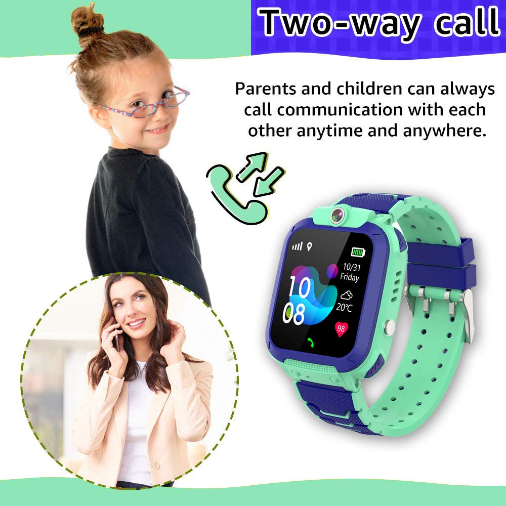 PTHTECHUS Reloj Inteligente para Niños Impermeable - Niños Reloj Inteligente GPS Tracker Posicionamiento Teléfono, Llamada de Emergencia SOS Valla electrónica Cámara Despertador PodometreChat Vocal