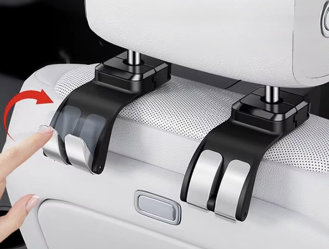 Auto Premium Organizer-Set – 2 Sonnenbrillenhalter & 2 Handtaschenhalter | von Polizeibeamten gegründete Sicherheitsmarke | Mehr Sicherheit & durchdachtes Design