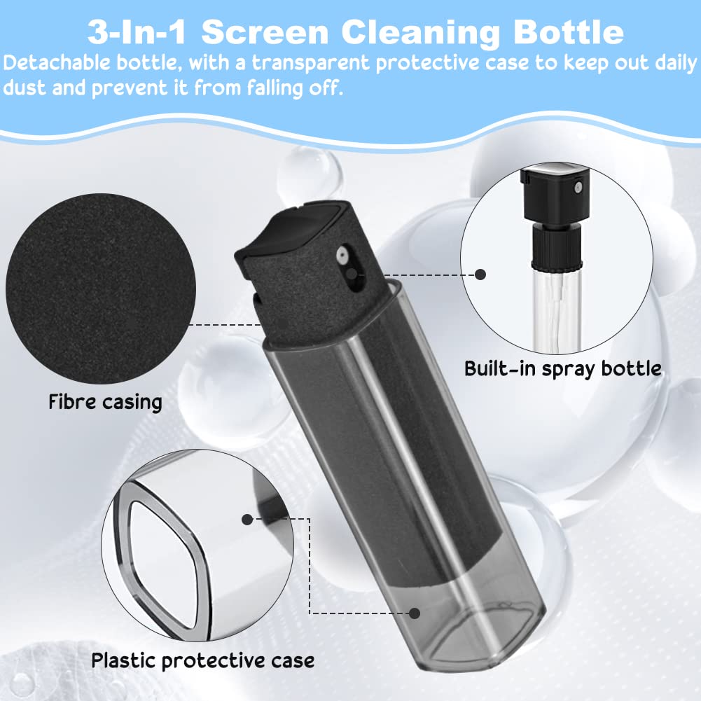 REFORUNG 2 Pz Spray 2 in 1 Ricaricabile per Gli Schermi di Telefoni 2in1 Bottiglia Spray Pulisci Schermo e Panno per Tutti i Telefoni, Tablet, Laptop,Schermo per Auto, Superficie in Vetro