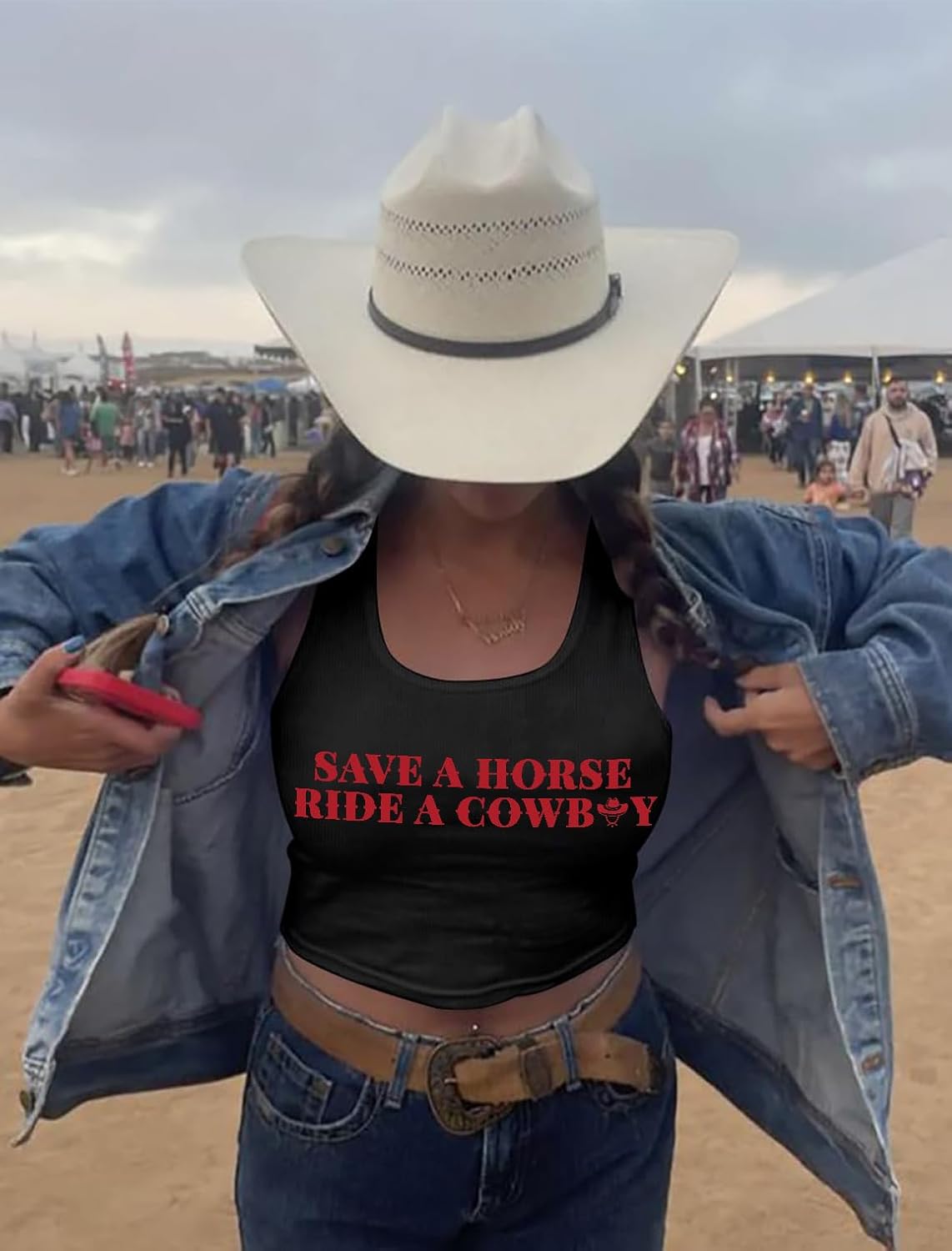 Sleeveless Cowgirl Crop Top for Women Summer Western Tank Tops Rodeo Cowboy Graphic Shirts Chic Country Concert Outfit - Image 5