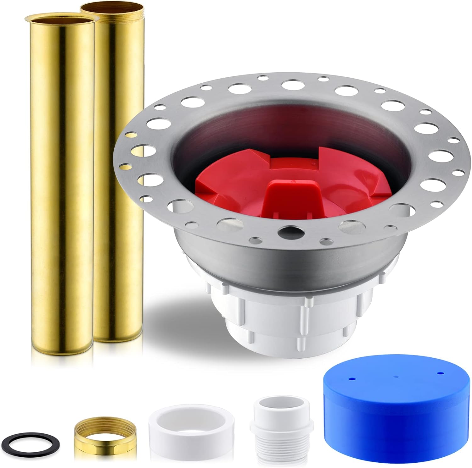 Anpean Freestanding Tub Drain Roughin Kit with 2 Brass Tail Pipe and