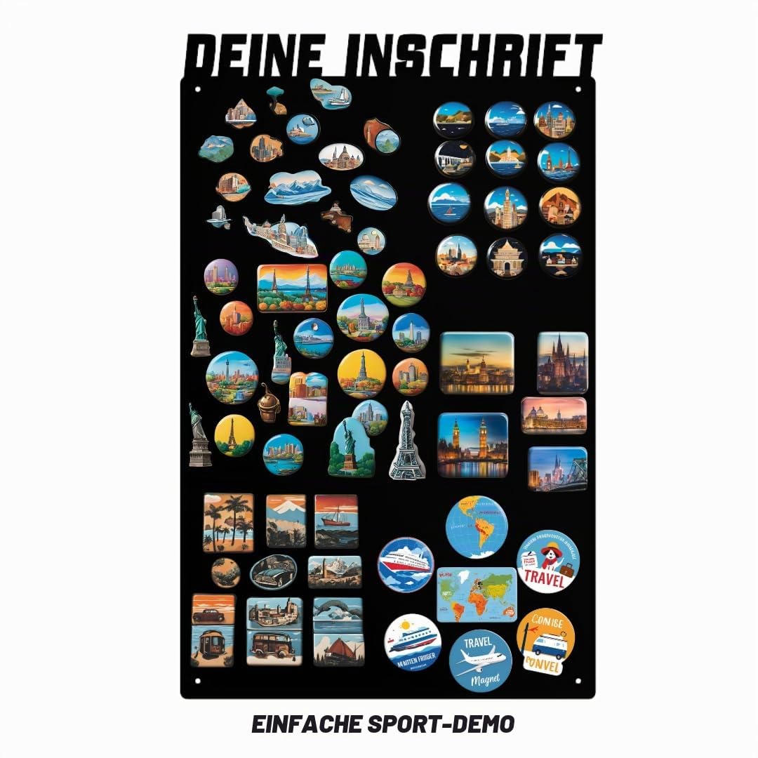 Magnettafel - Personalisierbare Magnetische Pinnwand 80x50 cm aus Stahl - beschreibbar - ideal für Magnete und Notizen - inkl. Montageset - Schwarz