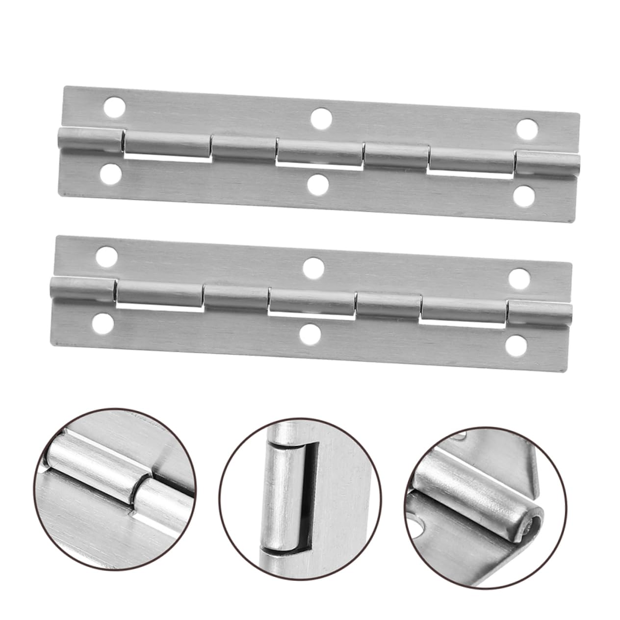 6 Bisagras Continuas de Acero Inoxidable para Piano y Puertas, Resistentes al Desgaste, Plata, Fácil Instalación, Paquete de 6 Piezas para Muebles y Gabinetes