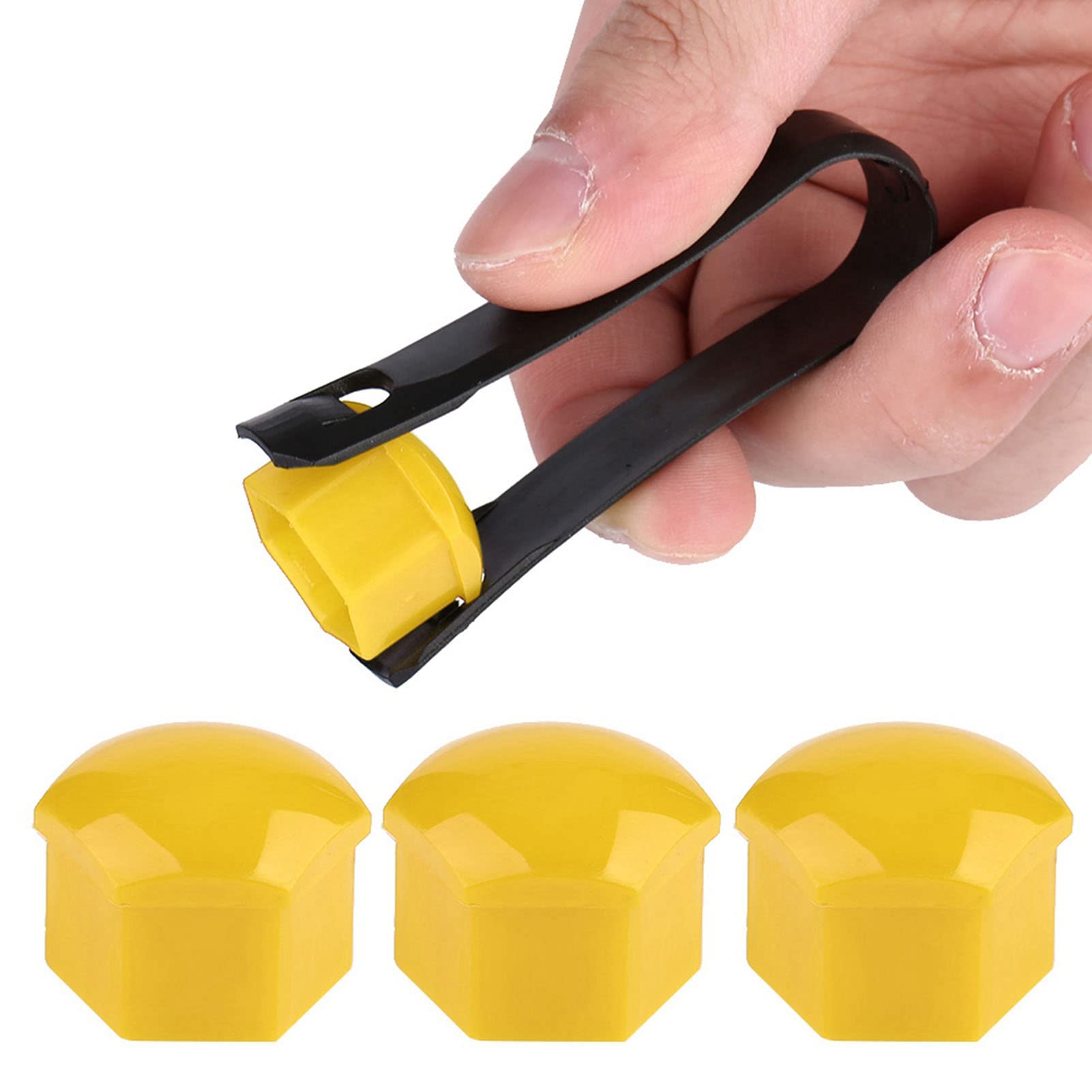 Ejoyous 20 szt. Nakrętki kół Samochodowych 19mm Osłony na śruby Piasty Koła Osłona Felgi Wykonana z Wysokiej Jakości Nylonu PA66 (YELLOW)