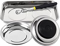 Vista 8 de 3 bandejas magnéticas con 8 libras, juego de herramientas magnéticas telescópicas de recogida magnética, rectángulo de 9.5 pulgadas, 2 piezas de 4