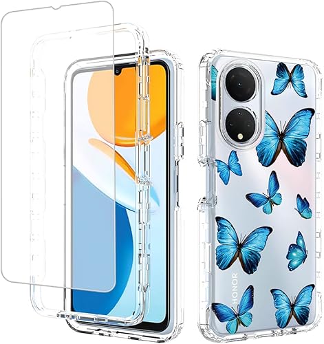 Funda para Honor X7, CMA-LX2 CMA-LX1 con protector de pantalla de vidrio templado, suave 360 cuerpo completo a prueba de golpes híbrido parachoques