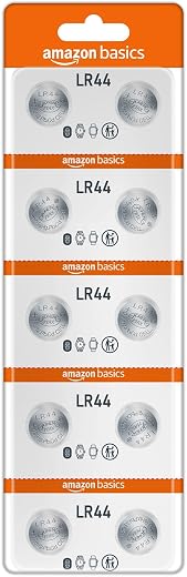 Amazon Basics Long-Lasting LR44 Alkaline Coin Cell Batteries | 1.5V Voltage | Lightweight &amp; Portable (Pack of 10)