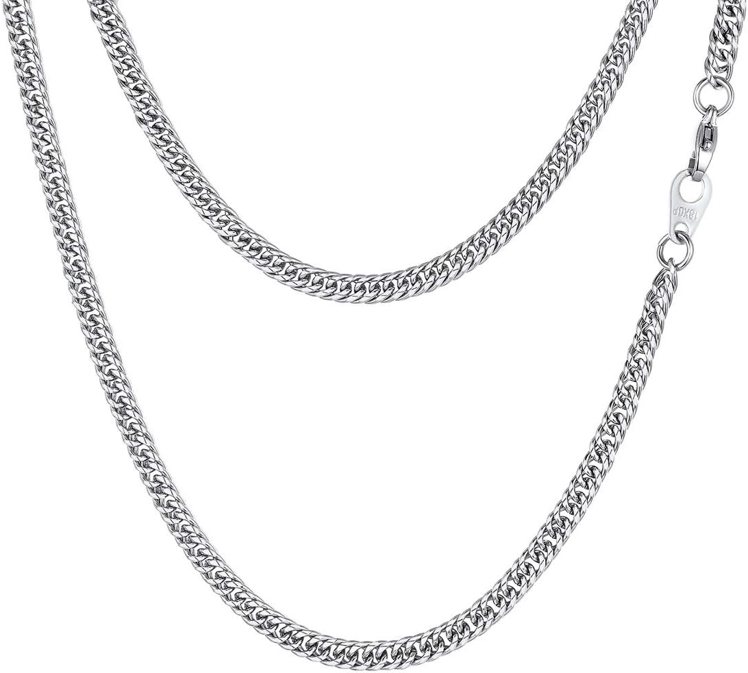 Men Curb Chain Necklace 18K Gold Plated/Stainless Steel/Black Chunky Double Tight Cuban Link Hip Hop Neck Chains for Men Boys 3.5MM/5MM/6MM/7MM/9MM/12MM 14''-30'' 8 Length Options (Send Gift Box)
