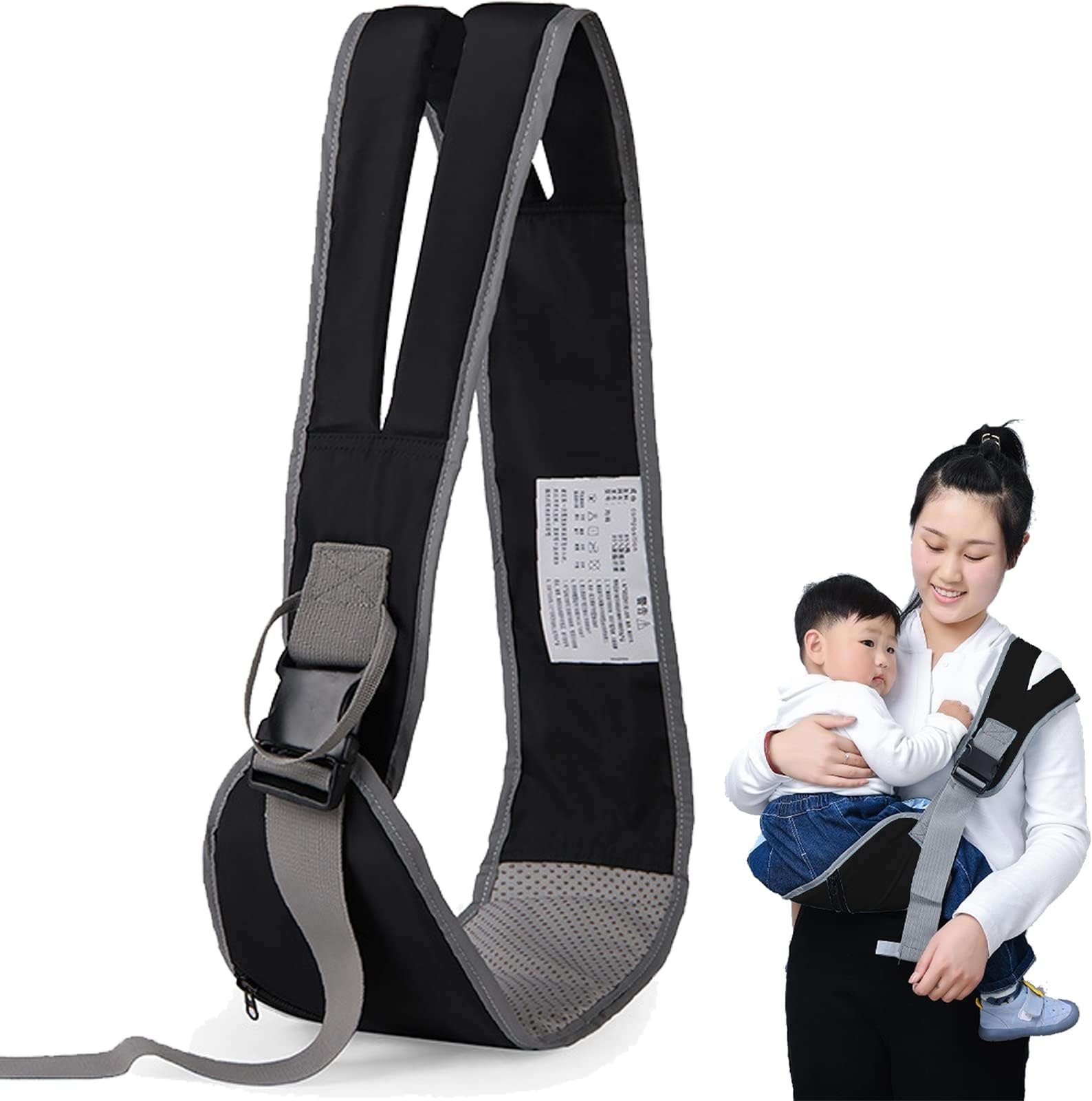 Baby Carrier, Portable Ergonomic Baby Sling with Adjustable Comfortable Shoulder Straps, Soft Anti-Slip Toddler Sling for Newborn, Infant up to 55Lbs (Black)