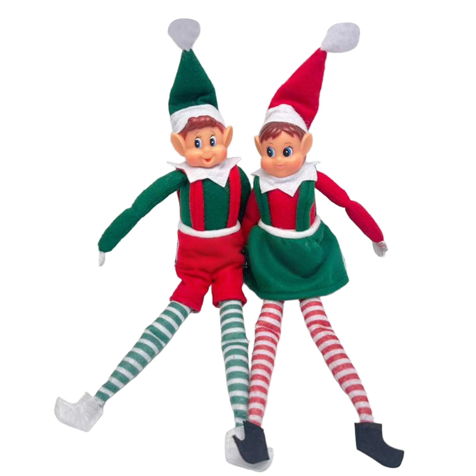 PERSONNAGES DE NOEL Lot De 2 Lutins Farceurs De Noël - 1 Lutin Garçon Et 1 Lutin Fille En Peluche - Idéal Pour Animations, Blagues - Maison