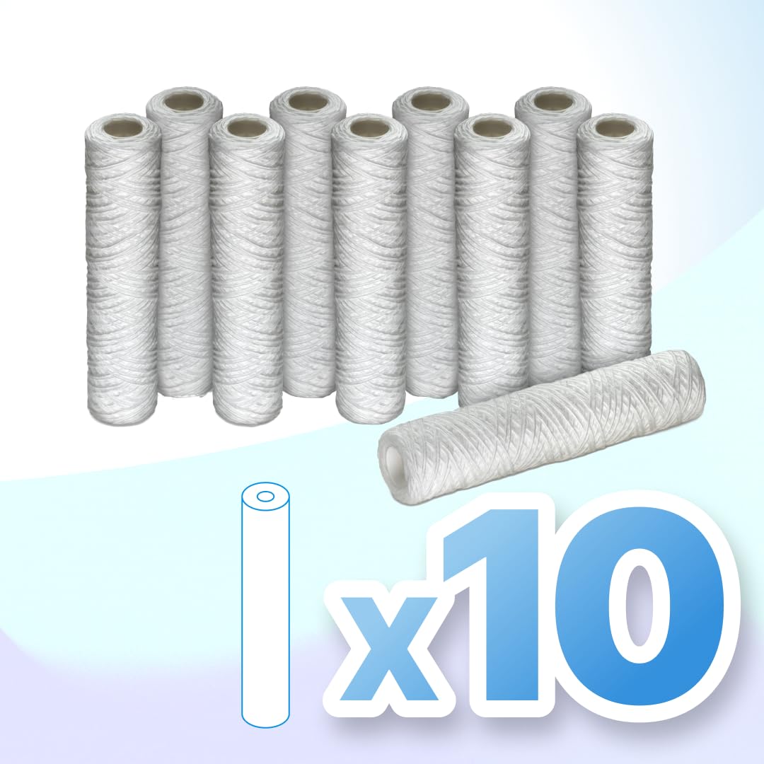 WK Cartouche filtrante 10" fil enroulé 50 microns | Eau propre et sûre | Usage domestique et commercial | Lot de 10 pièces