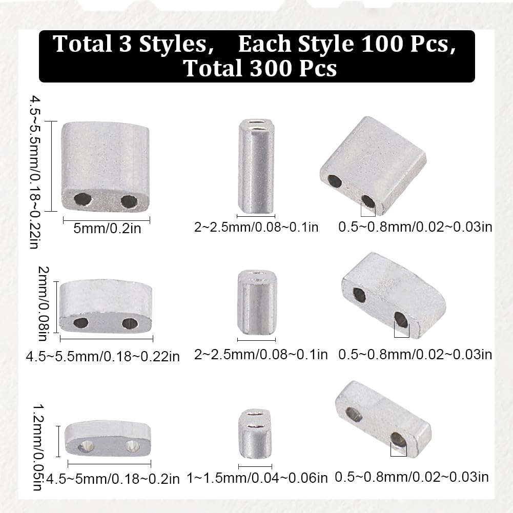 SUNNYCLUE Tila-Perlen Set – 300 Stück In 3 Größen, Silber, 2 Löcher, Für Armbänder & Schmuck