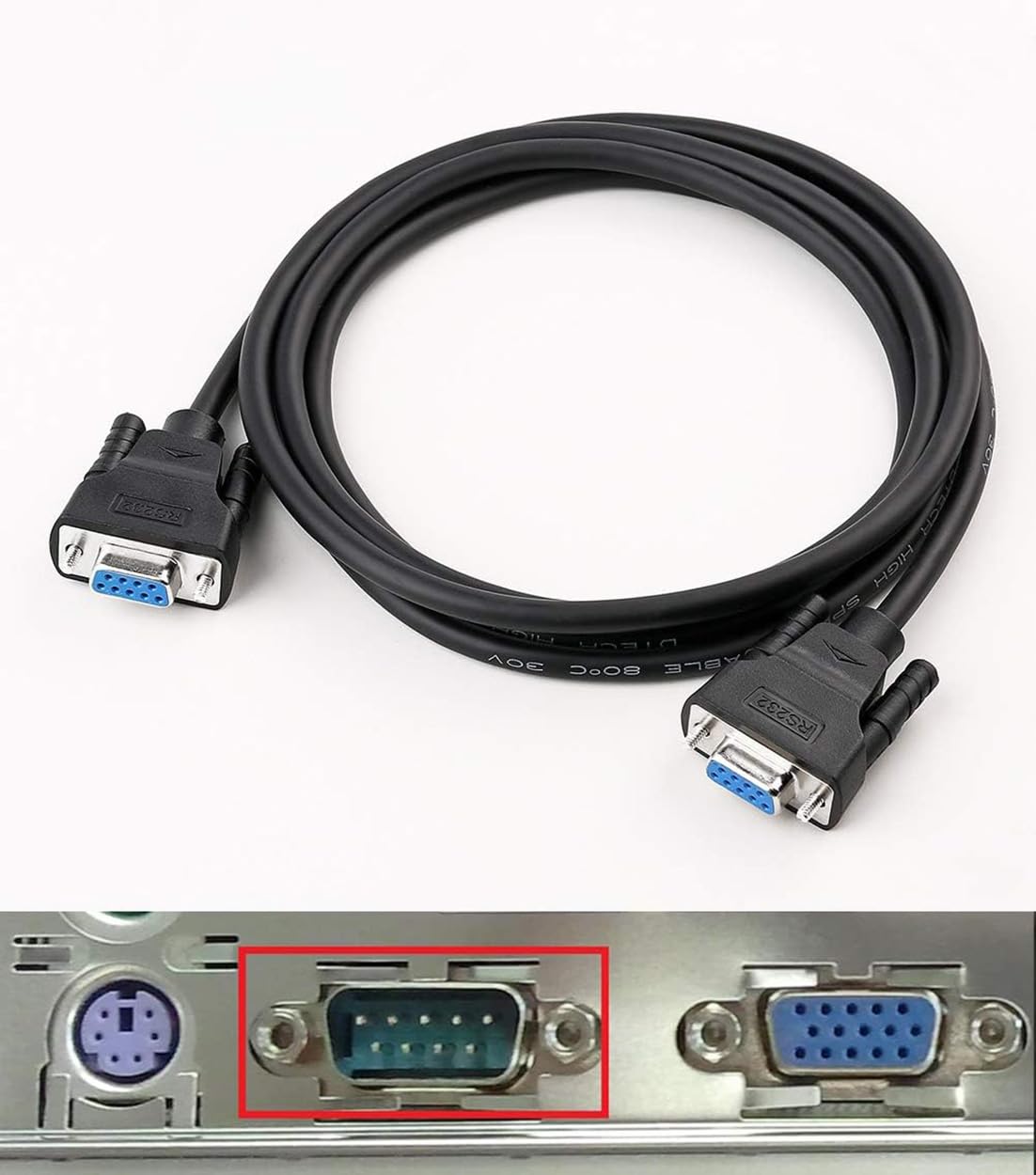 DTECH - Cavo seriale RS232 da femmina a femmina a 9 poli dritto (nero, 1,5 m)
