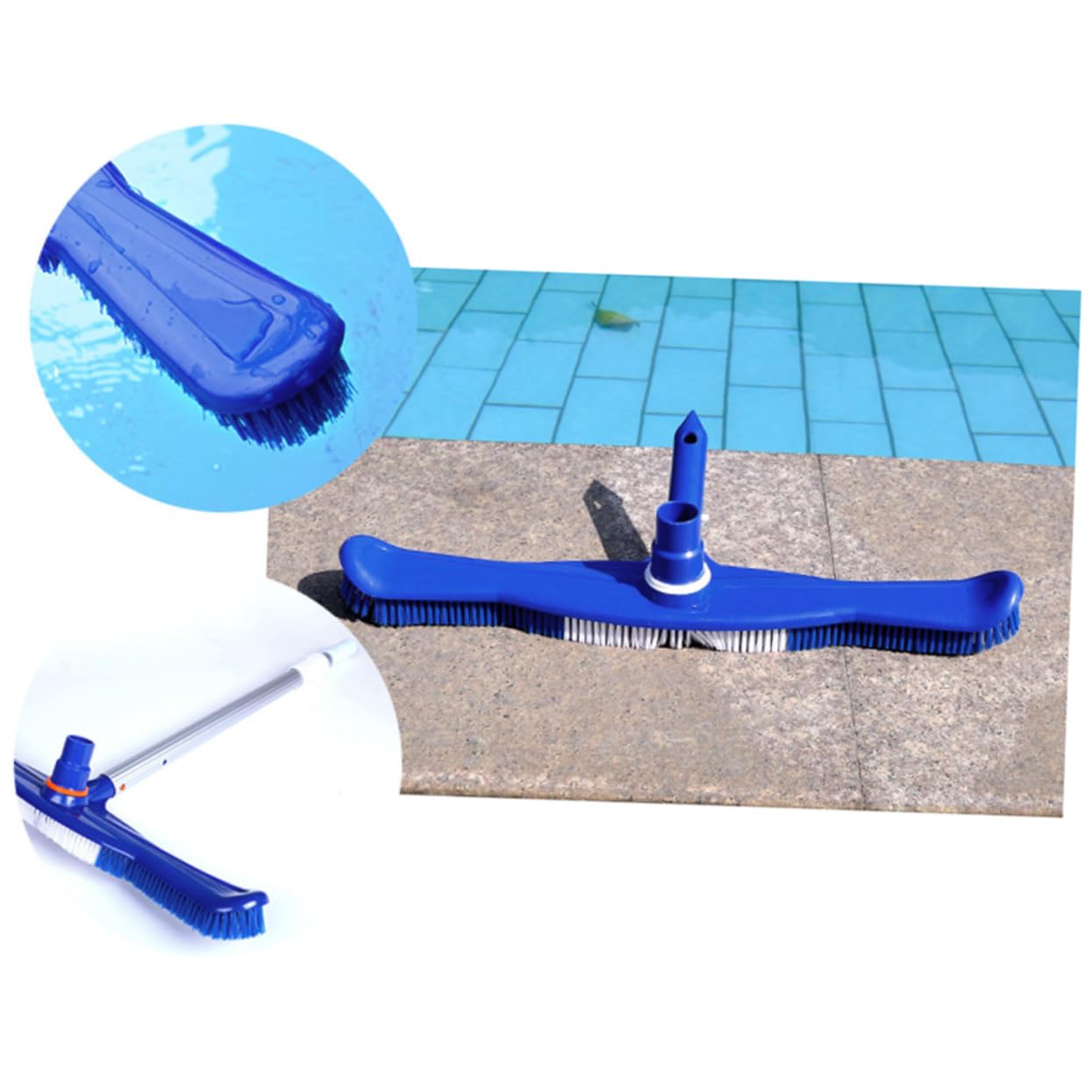 Brosse pour Piscine 20 Pouces en Plastique Robuste à Poils Rigides