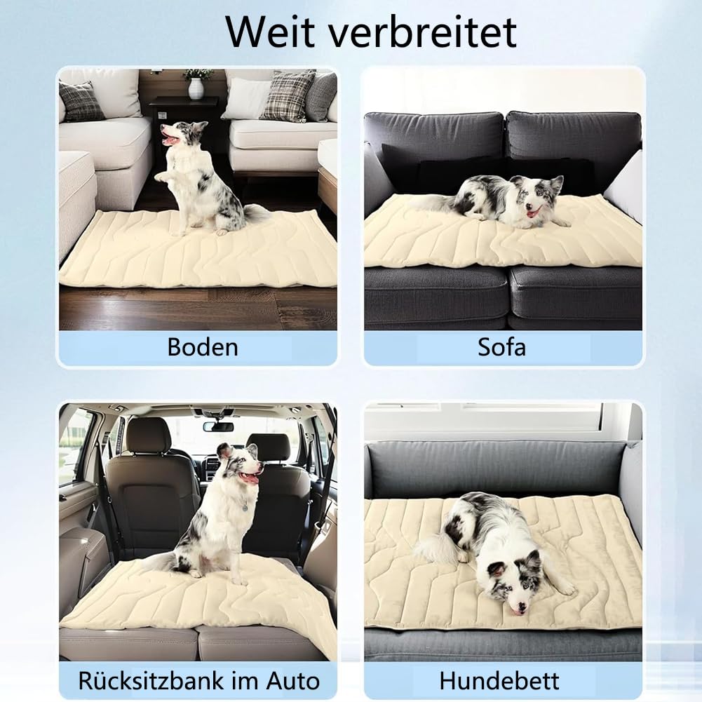 Die Innovative Kühlmatte Für Hunde, KüHlmatte Hund SelbstküHlend, Waschbar KüHldecke für Hunde, Faltbare Sommer-Haustiermatte, Wendbar für Ganzjährigen Komfort (Beige, L)