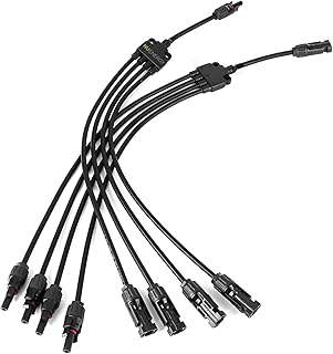 NuEnergy The Original Solar Y Branch Connectors Extra Long Solar Panel Parallel Connectors 1 to 4 Solar Cable Wire Plug Tool Kit (M/FFFF and F/MMMM)