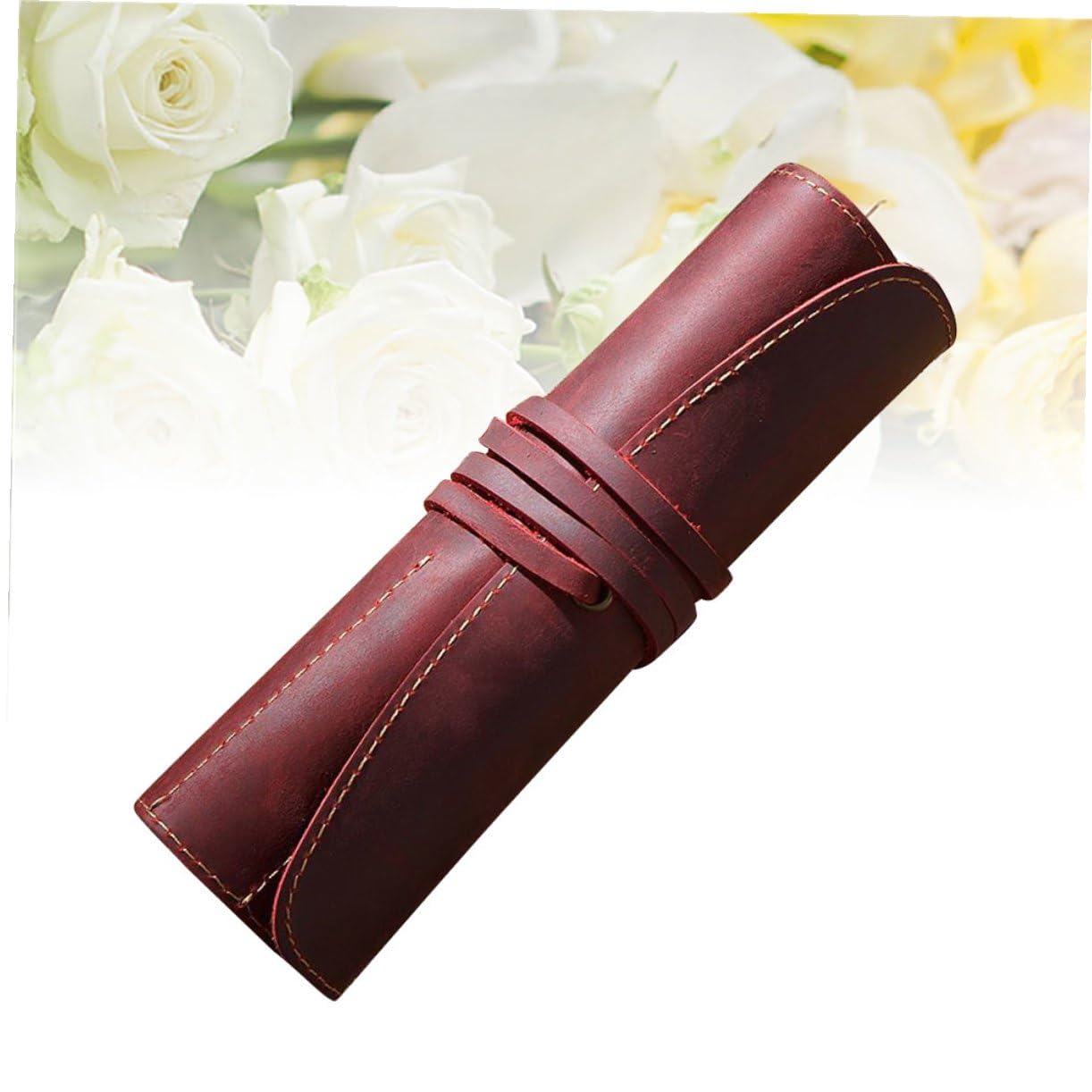 Ciieeo 2piezas Estuche De Cuero Genuino para Bolígrafos y Lápices Soporte Retro De Piel Bolsa De Escritura para Estilográficas y Bolígrafos Rojo Vino