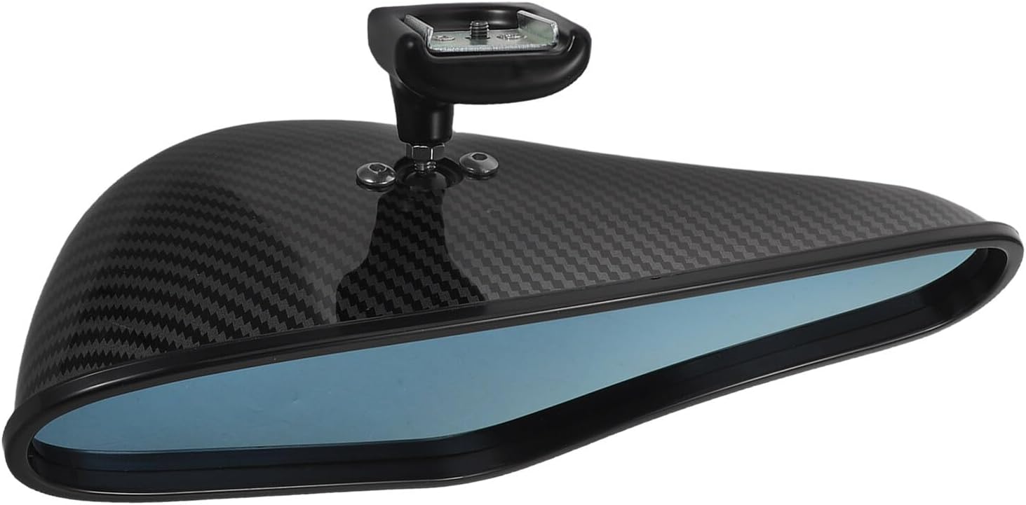 Universal Black Carbon Fiber Pattern Rear View Mirror with Wide-angle View Replacement Interior Rearview Mirror for Cars Accessory