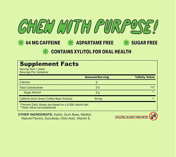 Chicle Blow It Sabor Zapple Sin Azúcar con Cafeína - Pack de 30 Unidades miniatura 2