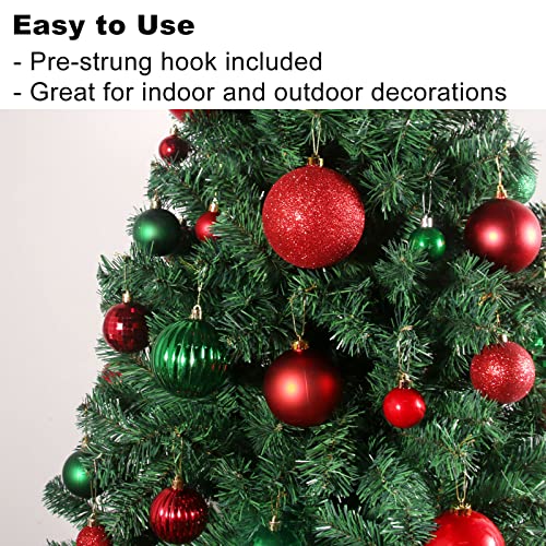 Red 4.0" Large Christmas Balls - Christmas Tree Decoration Ornaments Shatterproof Hanging Balls For Birthday Easter Valentine Wedding Decorations 4Th Of July Memorial Day Ornaments Set Of 4Pcs #TOP4