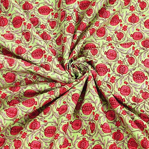 Image of BLOCKS OF INDIA Hand Block Printed 200 TC Cotton King Size Bedsheet (Green Anar)