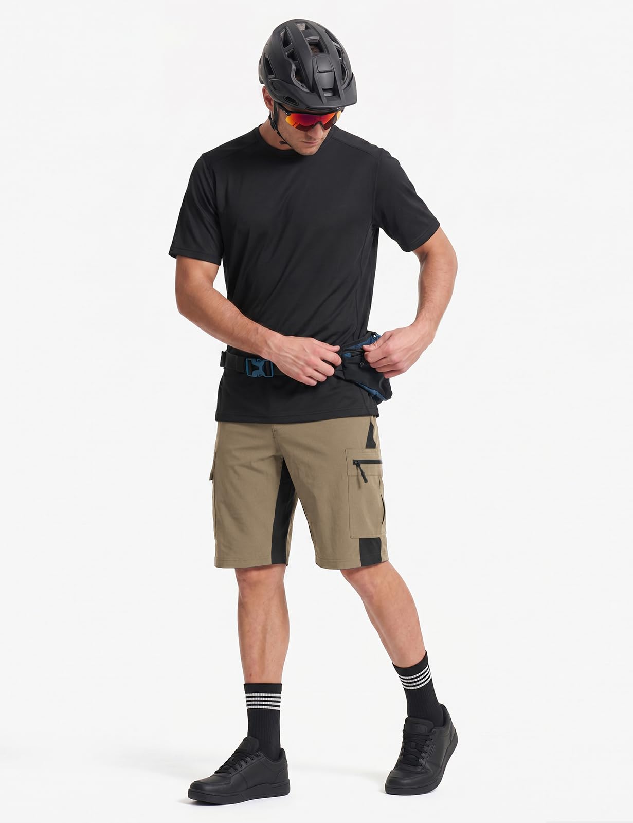 Cycorld MTB Ciclismo Pantalones Cortos Hombre, Secado Rápido Pantalones Cortos de Deporte al Aire Libre de la Bici de la Bici del Ajuste Flojo para los Hombres con 4D Acolchado