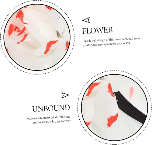 Vista 6 de SOIMISS Rose Flower Headband Halloween Rose Hair Day of The Dead Hair Band Rose Floral Veil Rose Veil Headband Mexican Flower Garland Headpiece