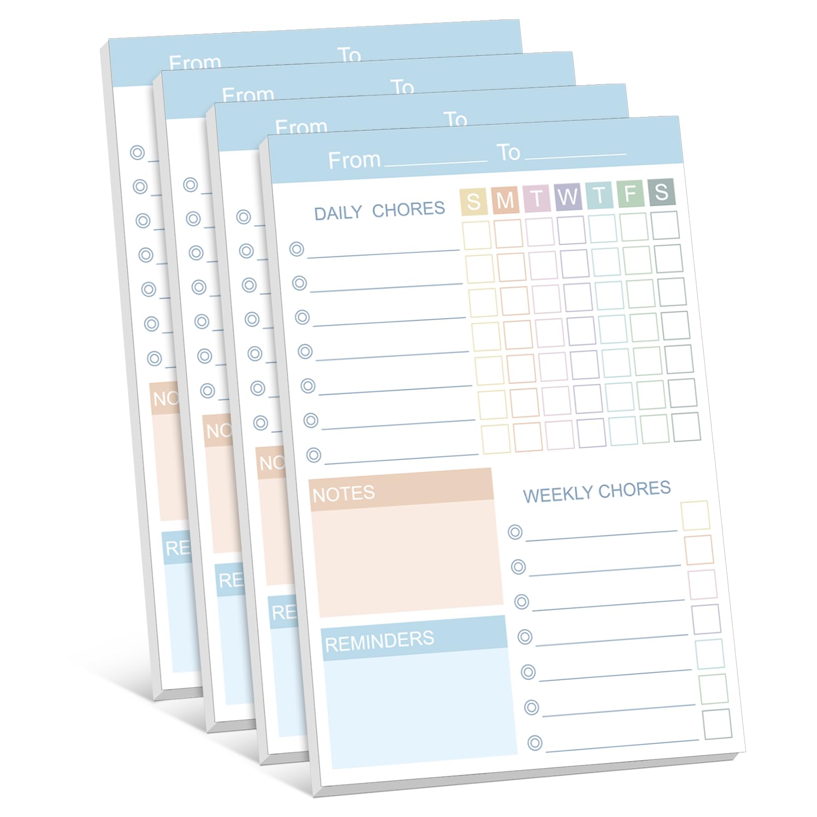 Kosiz 4 Pcs Magnetic Chore Chart Planners Daily and Weekly Chore Planning Pad for Adult 6'' x 9'' 50 Sheets to Do List Notepad for Family Organizer Responsibility Reward System Task Assignment