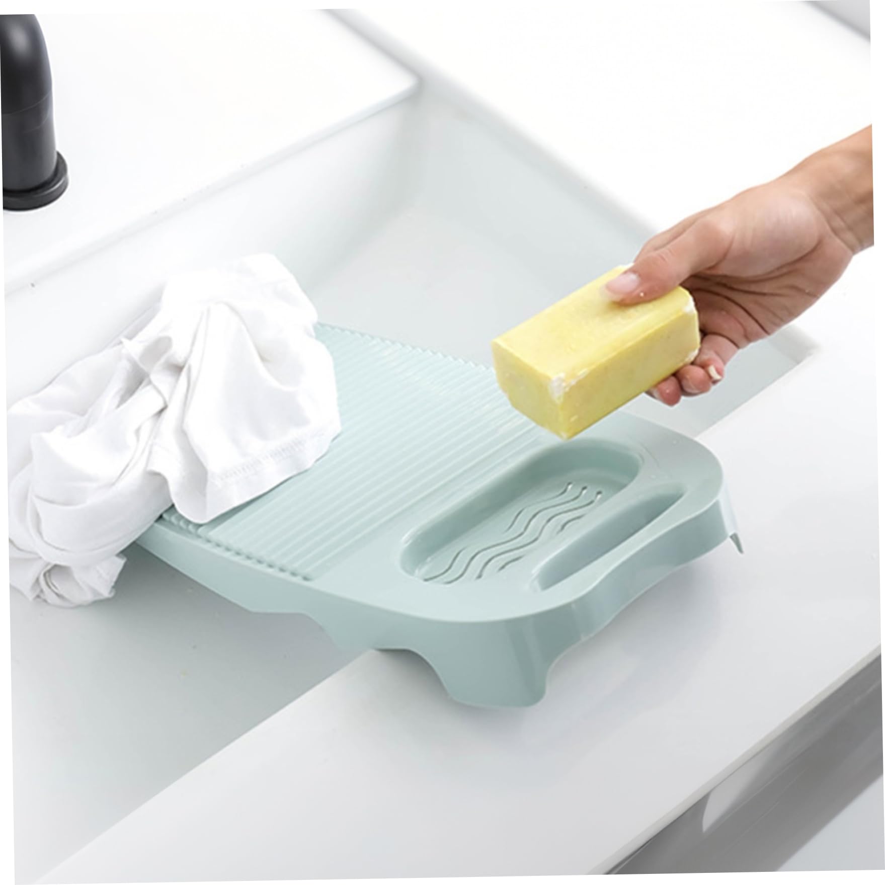 Tabla de lavar Tabla de lavar gruesa antideslizante para lavar ropa a mano Tabla de lavar de plástico liviano con soporte Tabla de lavar portátil para el hogar y el dormitorio Tabla de lavar para lava