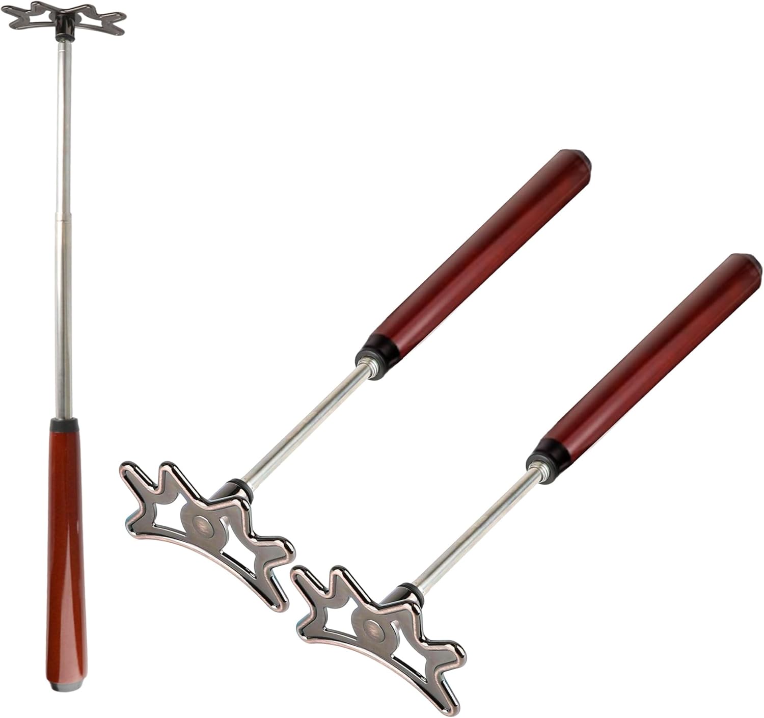 2 Pack Pool Bridge Stick Retractable Pool Cue Bridge Stainless Steel Extension with Wooden Handle Adjustable for Pool Table Accessories