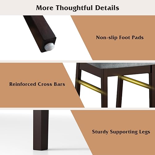 Miniatura 7 de GOFLAME Juego de 2 sillas de comedor de madera, sillas de cocina tapizadas con asiento y respaldo acolchados, sillas laterales sin brazos con marco